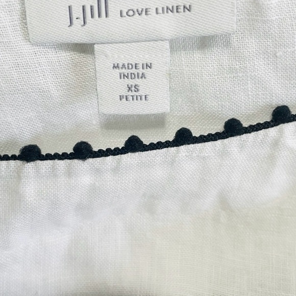 J Jill Love Linen Tunic Top XS Black Embroidered Stripes Boho Coastal Relaxed - Picture 7 of 12